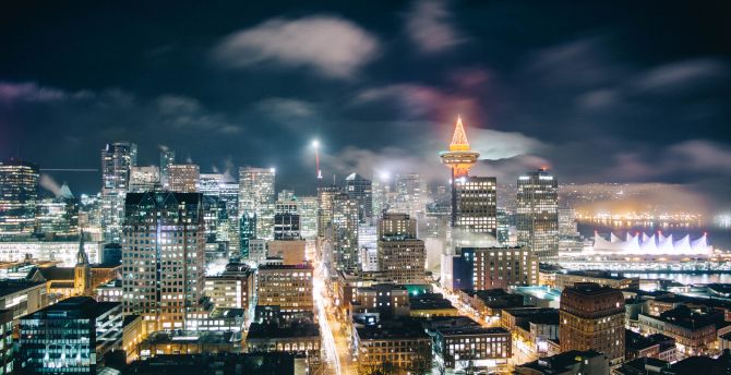 Canada, city, night, cityscape, Vancouver wallpaper
