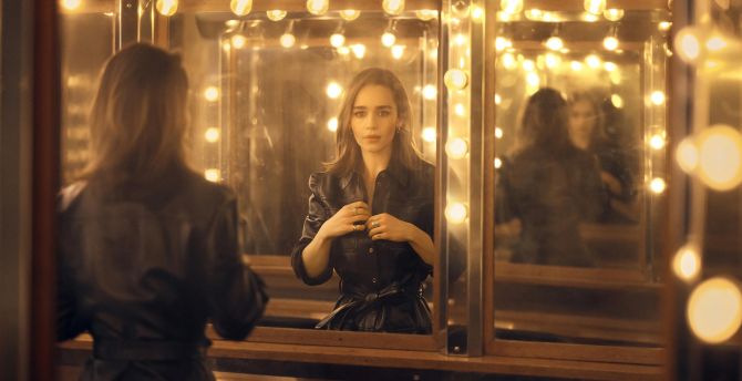 Mirror reflections, Emilia Clarke, beautiful wallpaper