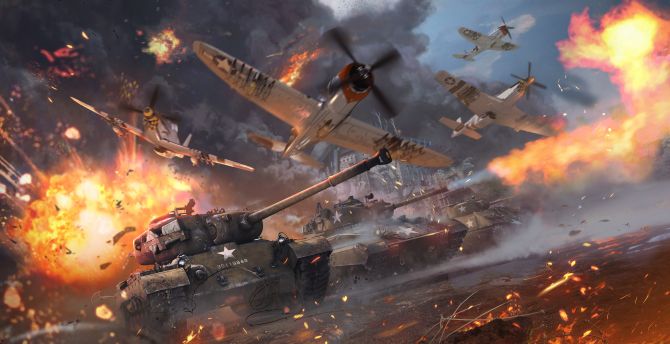 War thunder, video game, military, tanks, aircrafts wallpaper