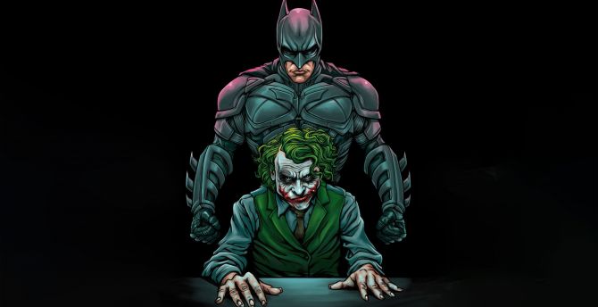 Batman vs Joker, interrogation, art wallpaper