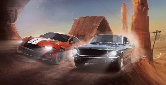 New and old mustang, Evil Ways, artwork wallpaper