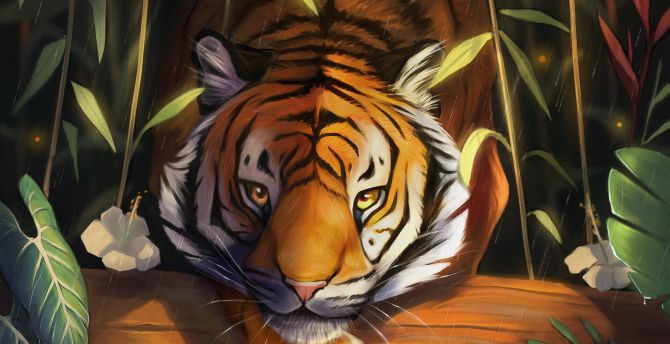 Tiger, wild animal, art wallpaper