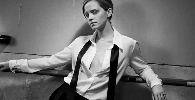 Emma Watson, monochrome, 2018 wallpaper