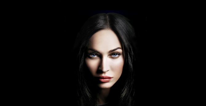 Black, blue eyes, Megan Fox wallpaper