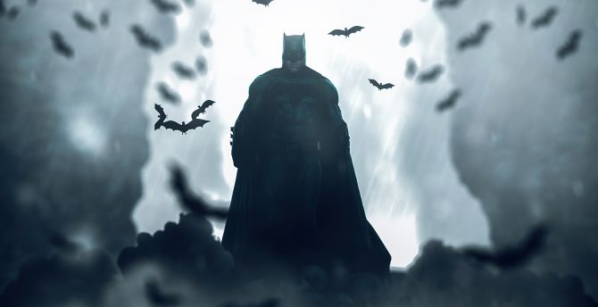 Batman, bat-cave, bats, silhouette wallpaper