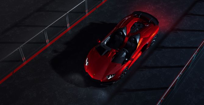 Lamborghini Aventador R, red sports car, fan art wallpaper