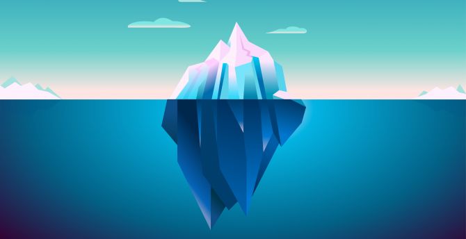 Iceberg, sea, float, minimalism wallpaper