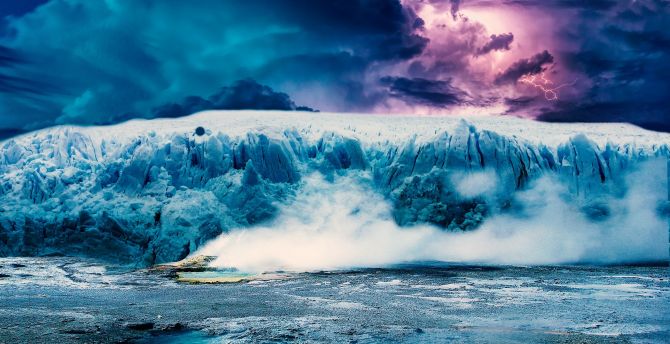 Photoshop, iceberg, glacier, clouds, landscape wallpaper