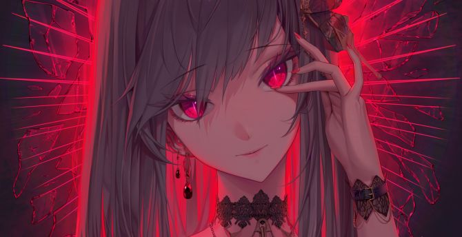 Fairly anime girl, fantasy, red-eyes, original wallpaper