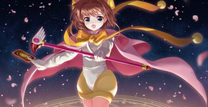 Magic stick, anime girl, Sakura Kinomoto wallpaper