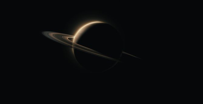Saturn, planet, dark wallpaper