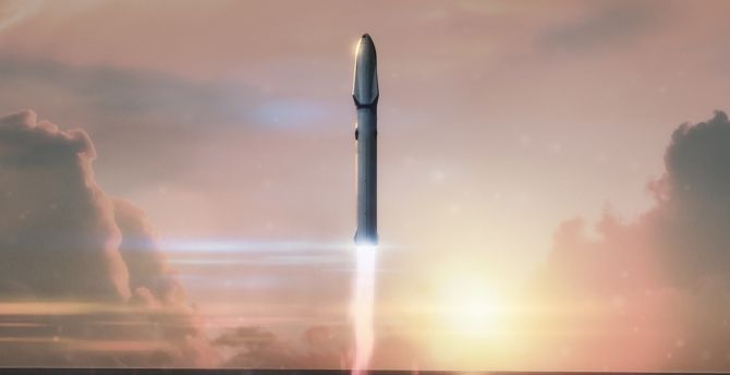 Big falcon, rocket, spacex, launch, sky, clouds wallpaper