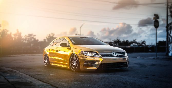 Volkswagen, luxury car, golden edition wallpaper