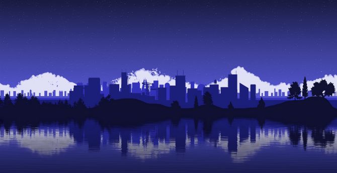Wallpaper blue, cityscape, city, minimalist desktop wallpaper, hd image,  picture, background, 97c4d0 | wallpapersmug