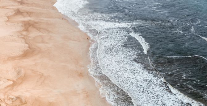 Sea waves, beach, sea, aerial view wallpaper