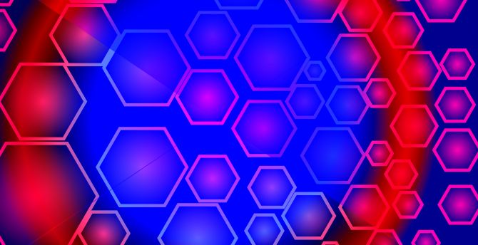 Abstract, red-blue hexagon wallpaper
