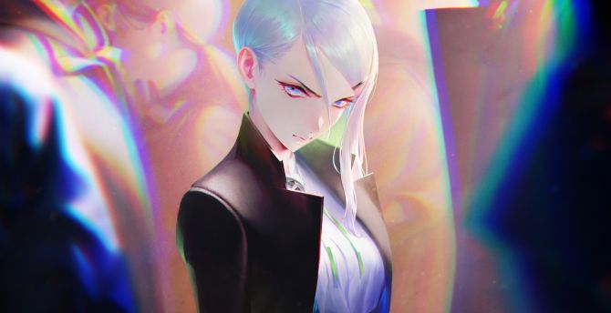 White hair anime girl, original, killer wallpaper