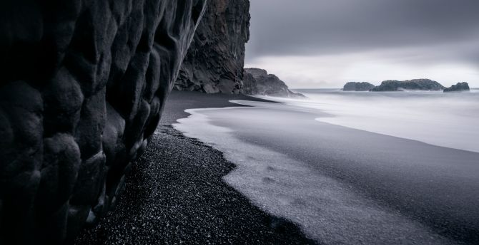 Wallpaper black beach, coast, sea waves desktop wallpaper, hd image,  picture, background, 984ad8 | wallpapersmug