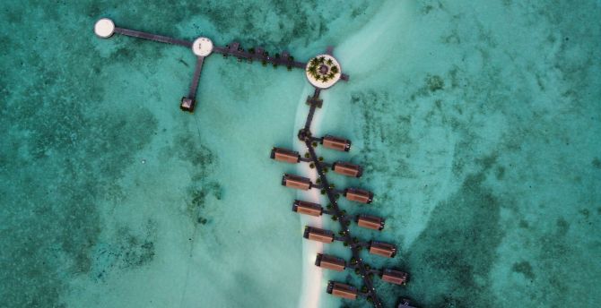 Resort, aerial view, tropical sea wallpaper