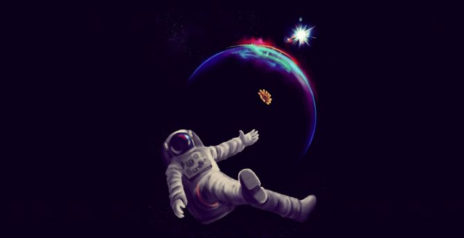 Wallpaper planet, astronaut, dark, minimal desktop wallpaper, hd image,  picture, background, 989d91 | wallpapersmug