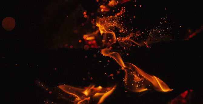 Dark, fire, orange flames wallpaper