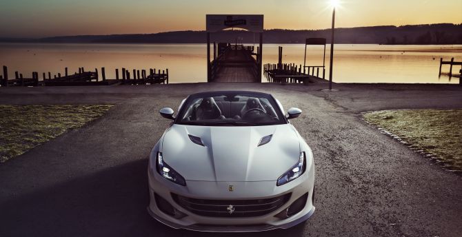 White Ferrari Portofino, sports car wallpaper