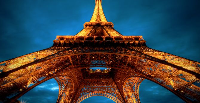 Eiffel tower, Paris, architecture, night, city wallpaper