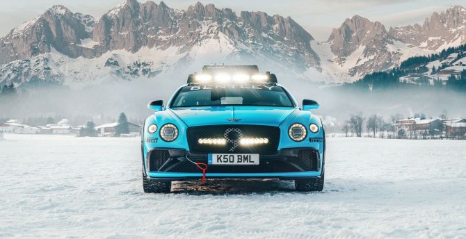 Blue car, 2020 Bentley Continental GT Ice Race wallpaper