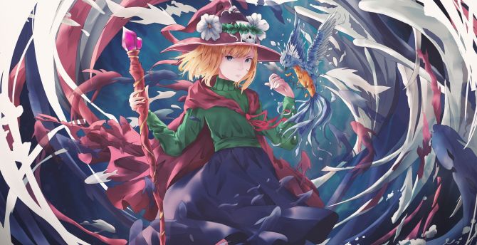 Wizard, anime girl, artwork wallpaper