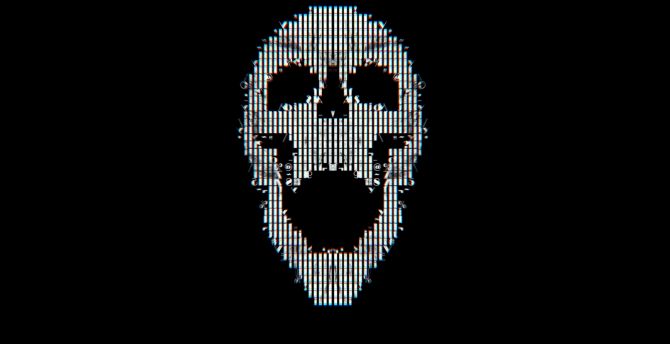 Skull, minimal, 2020, fan art wallpaper