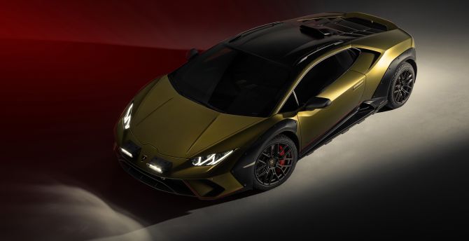 2023 Lamborghini Huracan Sterrato, top-view of dark-green car wallpaper