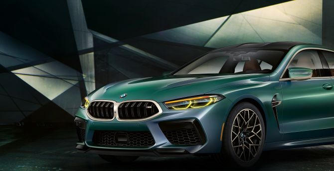 2020 car, BMW M8 Gran Coupe First Edition, green car wallpaper