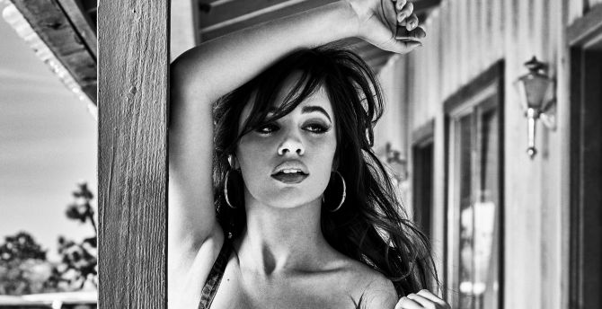 Camila cabello, black and white, singer wallpaper