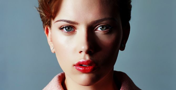 Red lips, Scarlett Johansson, actress wallpaper