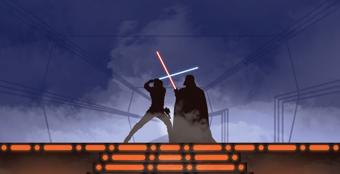 Star Wars: The Empire Strikes Back, fight, silhouette wallpaper