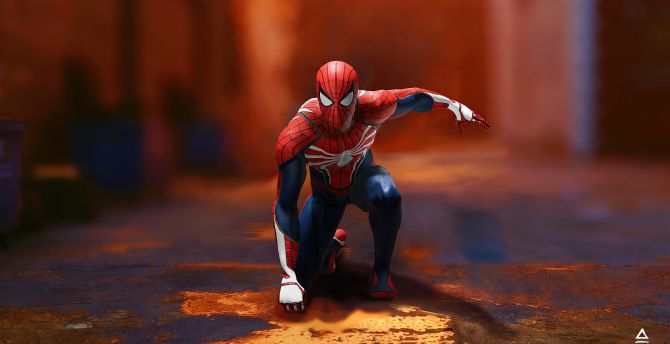 Spider-man, ready for jump, game art wallpaper