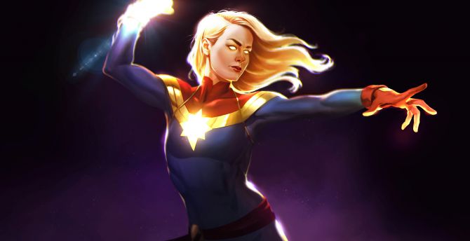Captain Marvel, beautiful superhero, artwork wallpaper