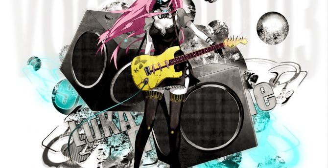 Wallpaper guitar, megurine luka, vocaloid, anime girl desktop wallpaper, hd  image, picture, background, 9edf73 | wallpapersmug