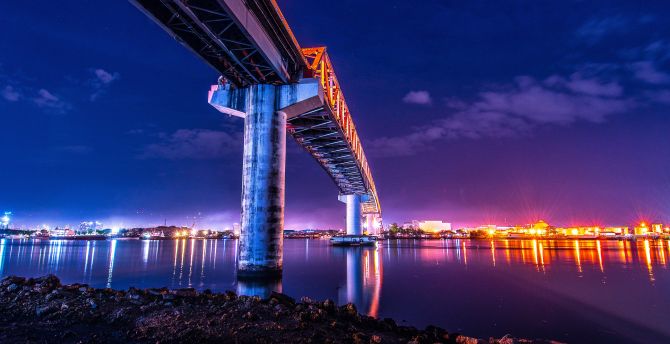 A bridge of Philippines, coast, night wallpaper