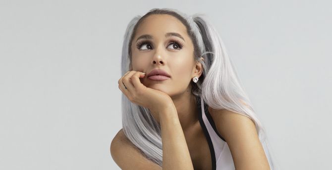 Ariana Grande, white hair, celebrity wallpaper
