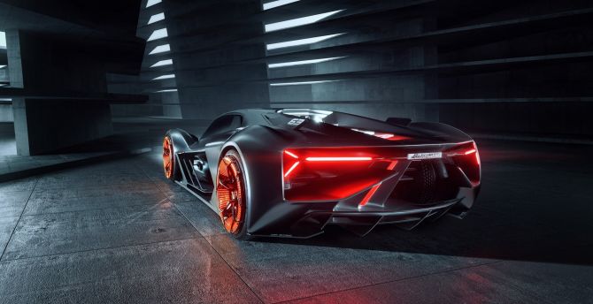 Rear view, Lamborghini Terzo Millennio, 2019, sports car wallpaper