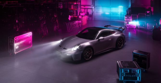 Cyberpunk Porsche 992 GT3, sportcar, 2022 wallpaper