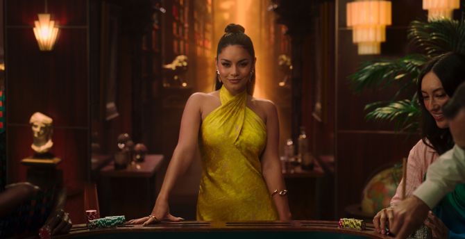 Poker table, Vanessa Hudgens in yellow dress, 2023 wallpaper