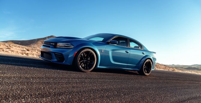 Blue car, Dodge Charger SRT Hellcat, 2019 wallpaper