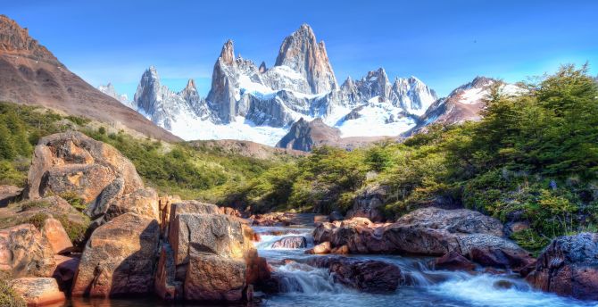 Fitz Roy Mountain, Patagonia, glacier mountains, Argentina wallpaper