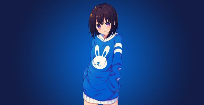 Wallpaper violet eyes, anime girl, cute, short hair desktop wallpaper, hd  image, picture, background, a2cbc9 | wallpapersmug