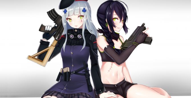 Anime girls, hk416, mac-10, girls frontline wallpaper