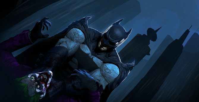 Joker vs batman, dc comics, artwork wallpaper