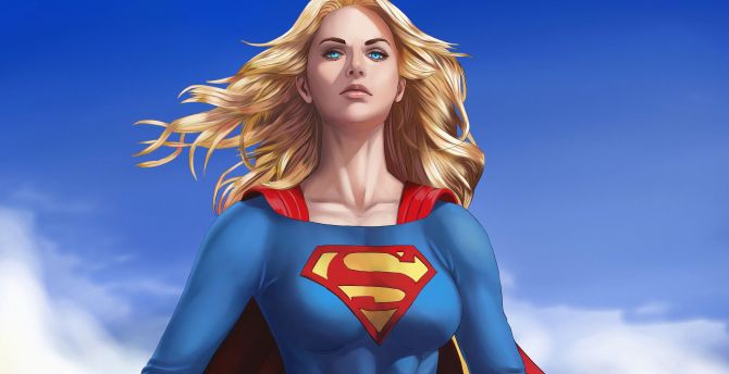 Beautiful and blonde, Supergirl, art wallpaper