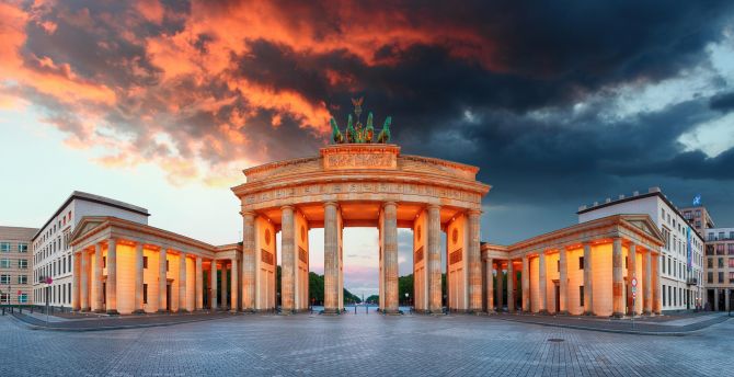 Brandenburg Gate, Ancient architecture of Berlin, city wallpaper